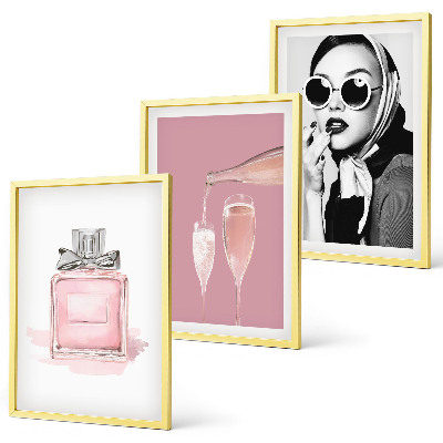Tavelpaket med ramar Snygga rosa accessoarer