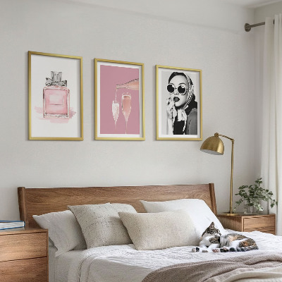 Tavelpaket med ramar Snygga rosa accessoarer