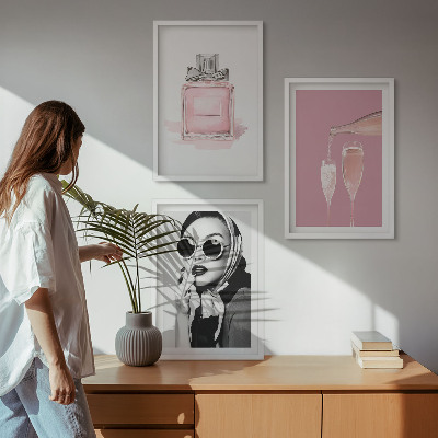 Tavelpaket med ramar Snygga rosa accessoarer