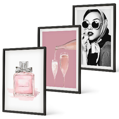 Tavelpaket med ramar Snygga rosa accessoarer