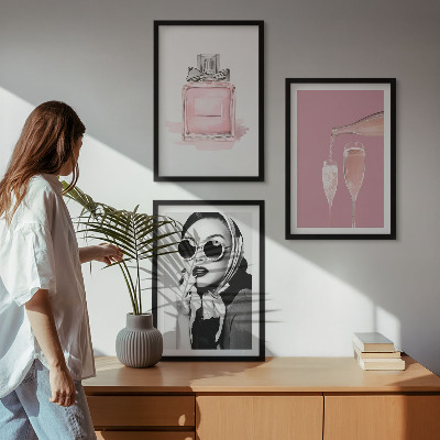 Tavelpaket med ramar Snygga rosa accessoarer