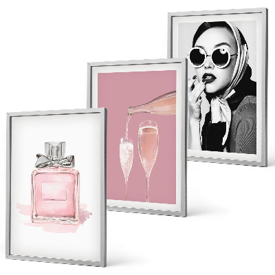 Tavelpaket med ramar Snygga rosa accessoarer