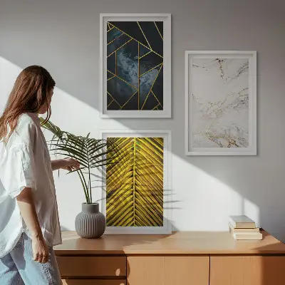 Tavelset med ramar geometriska mönster och växtlighet