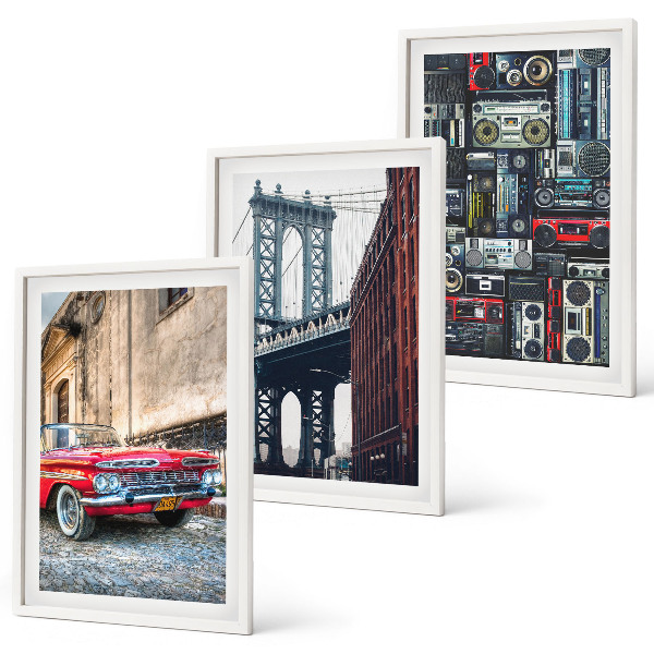 Set om 3 tavlor Gammal bilbro Brooklyn retro ljud