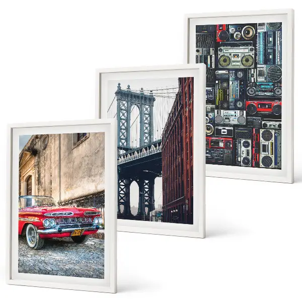 Tavelset med motiv av Brooklyn Bridge retro gammal bil