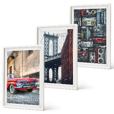 Set om 3 tavlor Gammal bilbro Brooklyn retro ljud