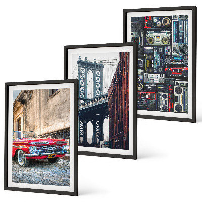 Set om 3 tavlor Gammal bilbro Brooklyn retro ljud