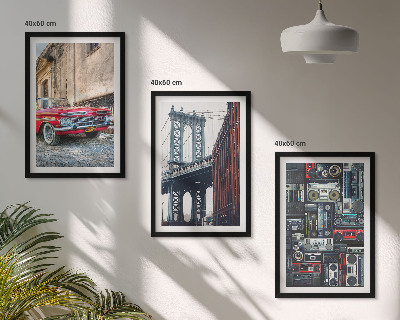 Set om 3 tavlor Gammal bilbro Brooklyn retro ljud