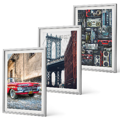 Set om 3 tavlor Gammal bilbro Brooklyn retro ljud