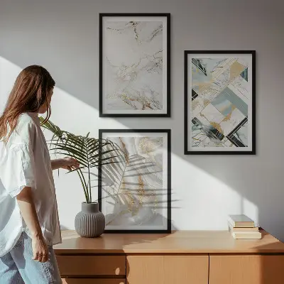 Tavelset med ramar eleganta motiv med marmormönster