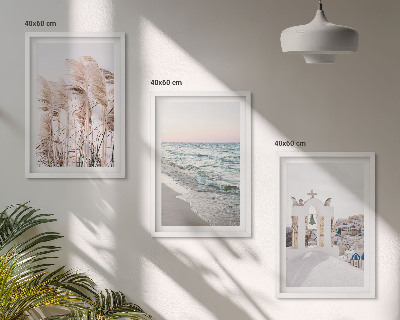 Tavelpaket med ramar Växter, havsvågor, utsikt, hus
