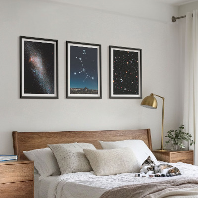 Set om 3 tavlor Jungfruns stjärnbild galax