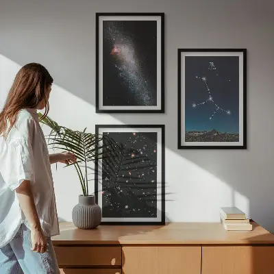 Jungfruns stjärnbild galax set med 3 tavlor