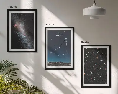Stenbockens stjärnbild galax tavelset för vägg ovanför soffa