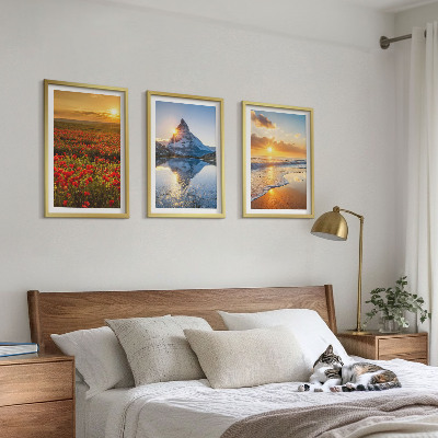Tavelpaket med ramar Landskap med berg och hav i väster