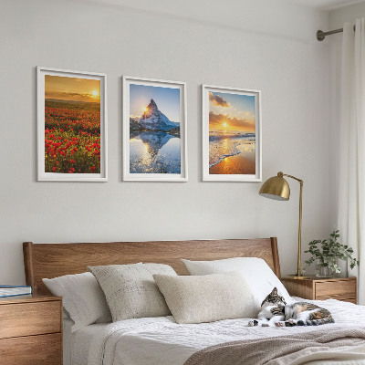 Tavelpaket med ramar Landskap med berg och hav i väster
