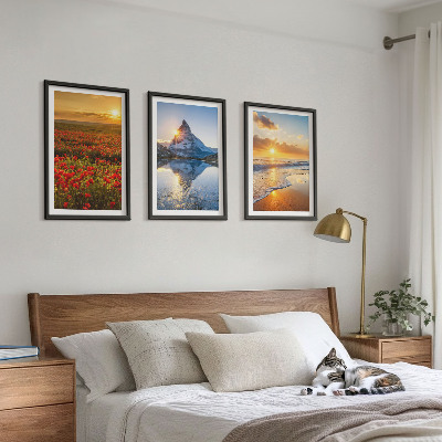 Tavelpaket med ramar Landskap med berg och hav i väster
