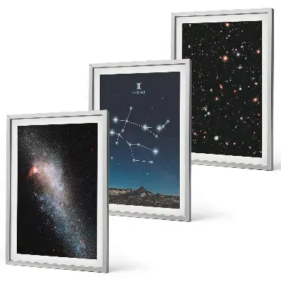 Tavelset med ramar stjärntecknet Tvillingarna galaxmotiv