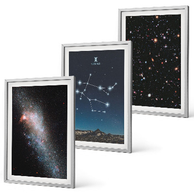 Tavelpaket med ramar Tvillingarna zodiakens galax