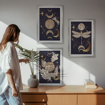 Tavelpaket med ramar Naturmotiv månblommor