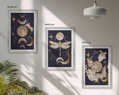 Tavelpaket med ramar Naturmotiv månblommor