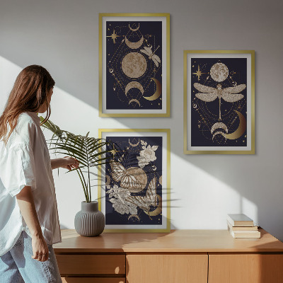 Tavelpaket med ramar Naturmotiv månblommor