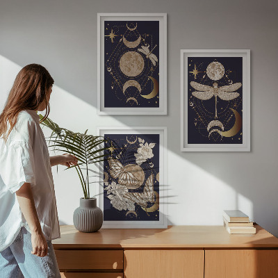 Tavelpaket med ramar Naturmotiv månblommor