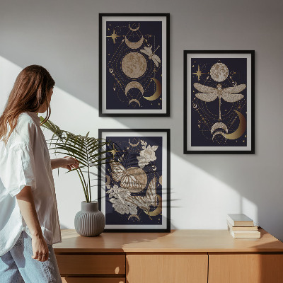 Tavelpaket med ramar Naturmotiv månblommor