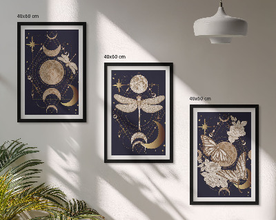 Tavelpaket med ramar Naturmotiv månblommor