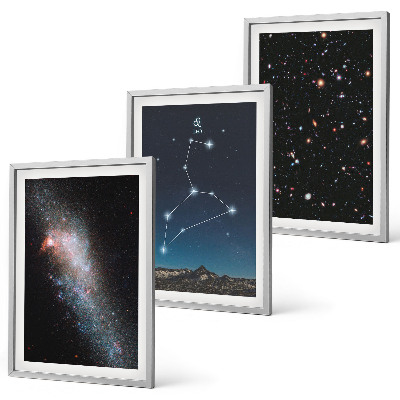 Set om 3 tavlor Lejonets stjärnbild galax