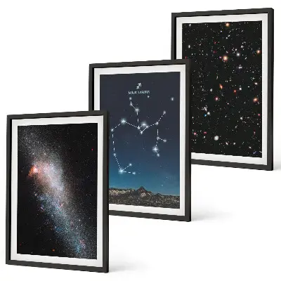 Tavelpaket med ramar galaxer, konstellationer och rymden med motiv av Skytten