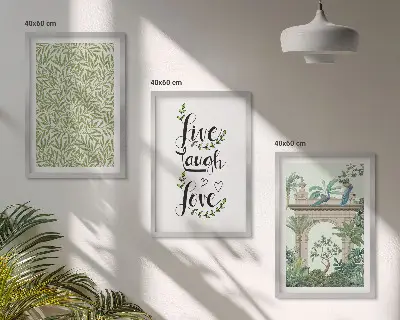 Gröna blad av växter arkitektur set om 3 tavlor