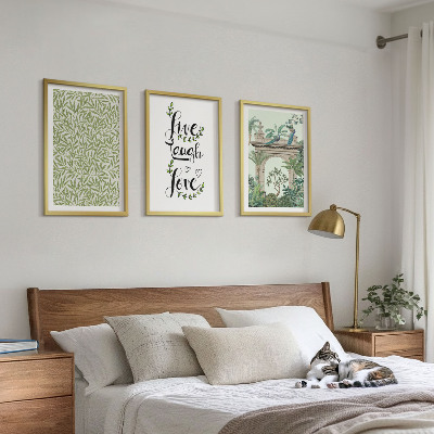 Set om 3 tavlor Gröna blad av växter arkitektur
