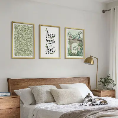 Gröna blad av växter arkitektur set om 3 tavlor