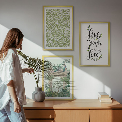 Set om 3 tavlor Gröna blad av växter arkitektur