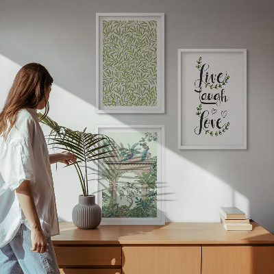Set om 3 tavlor Gröna blad av växter arkitektur