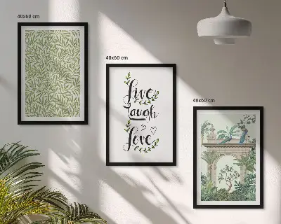 Gröna blad av växter arkitektur set om 3 tavlor