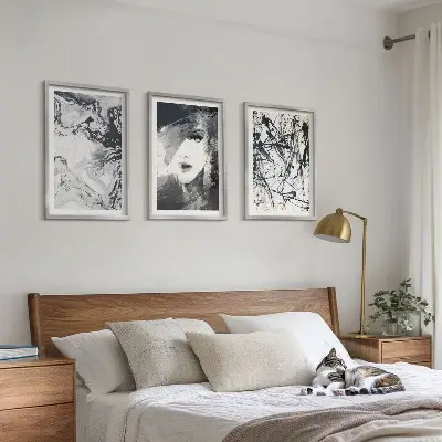 Tavelpaket med abstrakta svartvita mönster tavlor med ramar
