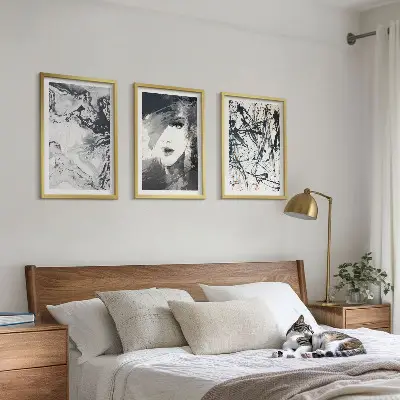 Tavelpaket med abstrakta svartvita mönster tavlor med ramar
