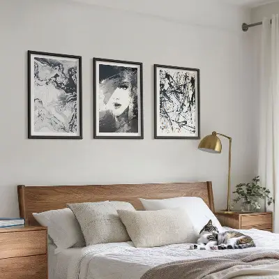 Tavelpaket med abstrakta svartvita mönster tavlor med ramar