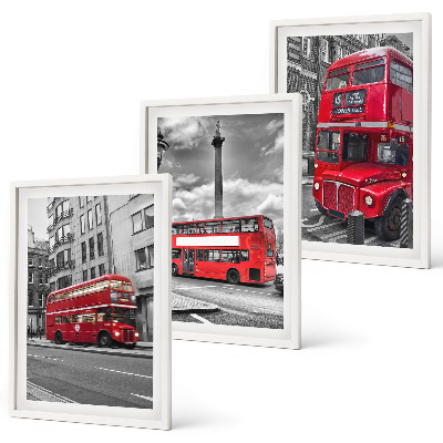 Set om 3 tavlor Röda bussar London