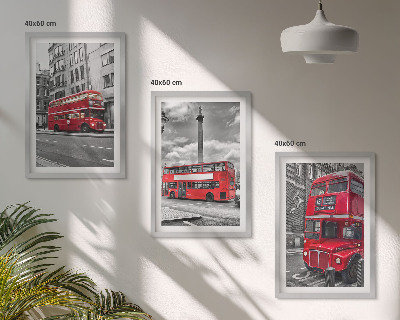 Set om 3 tavlor Röda bussar London