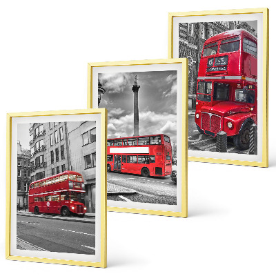 Set om 3 tavlor Röda bussar London