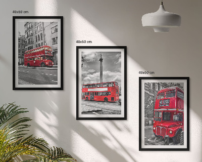 Set om 3 tavlor Röda bussar London
