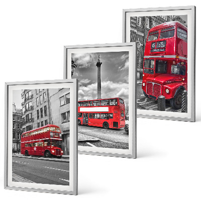 Set om 3 tavlor Röda bussar London