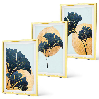 Tavelset ovanför soffa Ginkgoblad ljus bakgrund