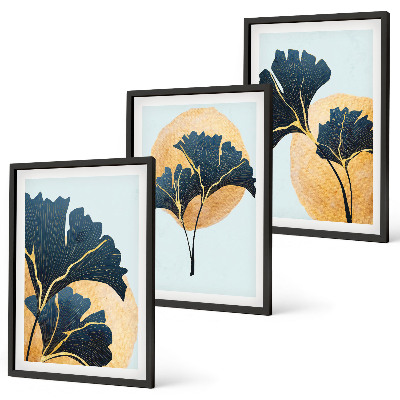 Tavelset ovanför soffa Ginkgoblad ljus bakgrund
