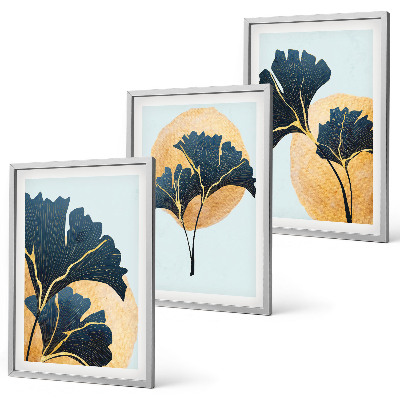 Tavelset ovanför soffa Ginkgoblad ljus bakgrund