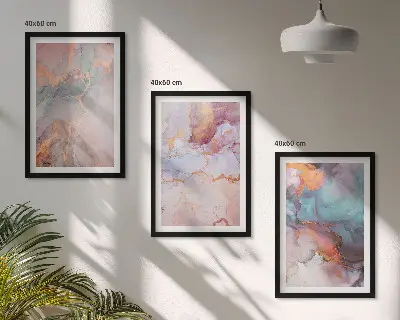 Abstrakta pastellmönster set om 3 tavlor