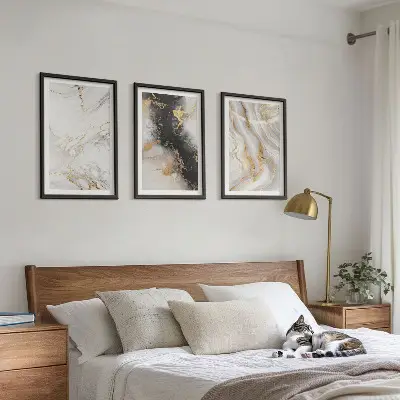 Tavelset för vägg ovanför soffa abstrakta mönster i svart och vitt
